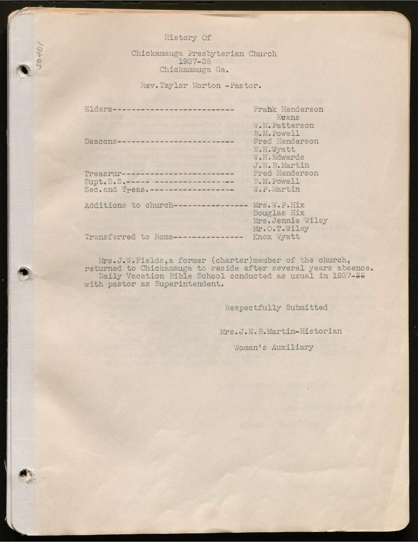 This history includes the years 1937-1953, 1955-1959, 1961-1970.