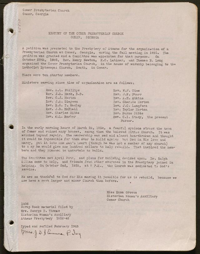This history includes the years 1932, 1946-1948, 1952-1956, 1958-1959. It also includes a list of charter members, photographs, and a summary of the years 1893-1959 (part of the 1932 history).