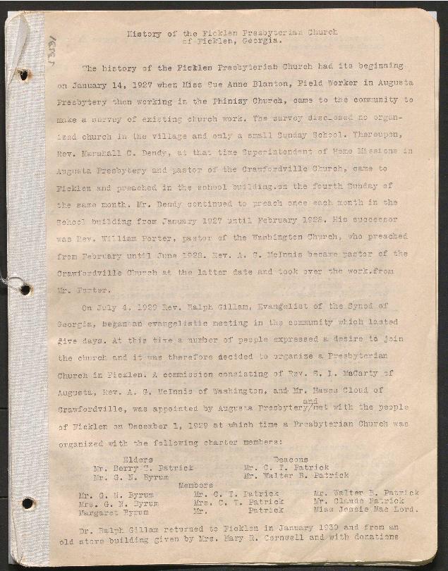 This history includes the years 1938-1939, and 1956-1958. It also includes a list of its charter members and a summary of the years 1927-1938 (part of the 1938 history).