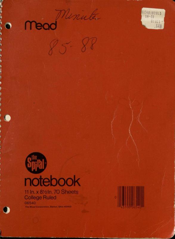 Record book that includes meeting minutes for Bethlehem Primitive Baptist Church in Cook County, 1980-1988.
