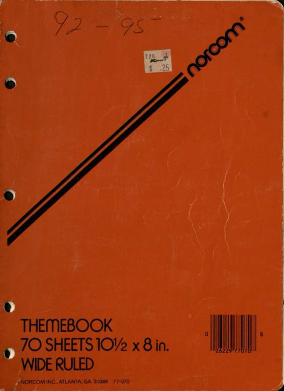 Record book that includes meeting minutes for Bethlehem Primitive Baptist Church in Cook County, 1992-1995.