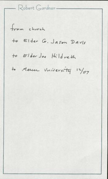 Membership letters from Emmaus Primitive Baptist Church in Chattooga County, 1886-1909.