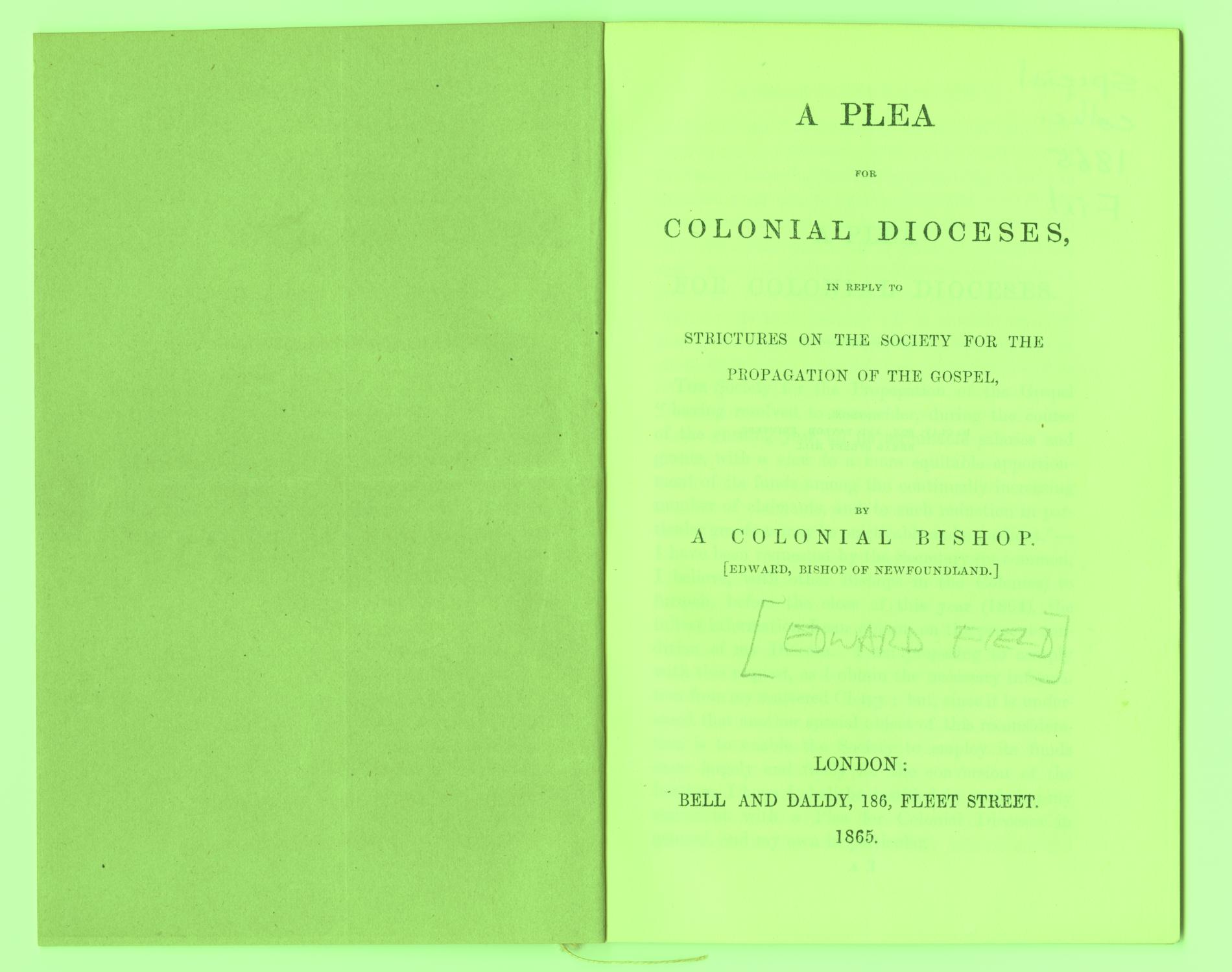 Summary: A report and plea to the Society for the Propagation of the Gospel for additional funding for diocese in the British colonies in North America.
