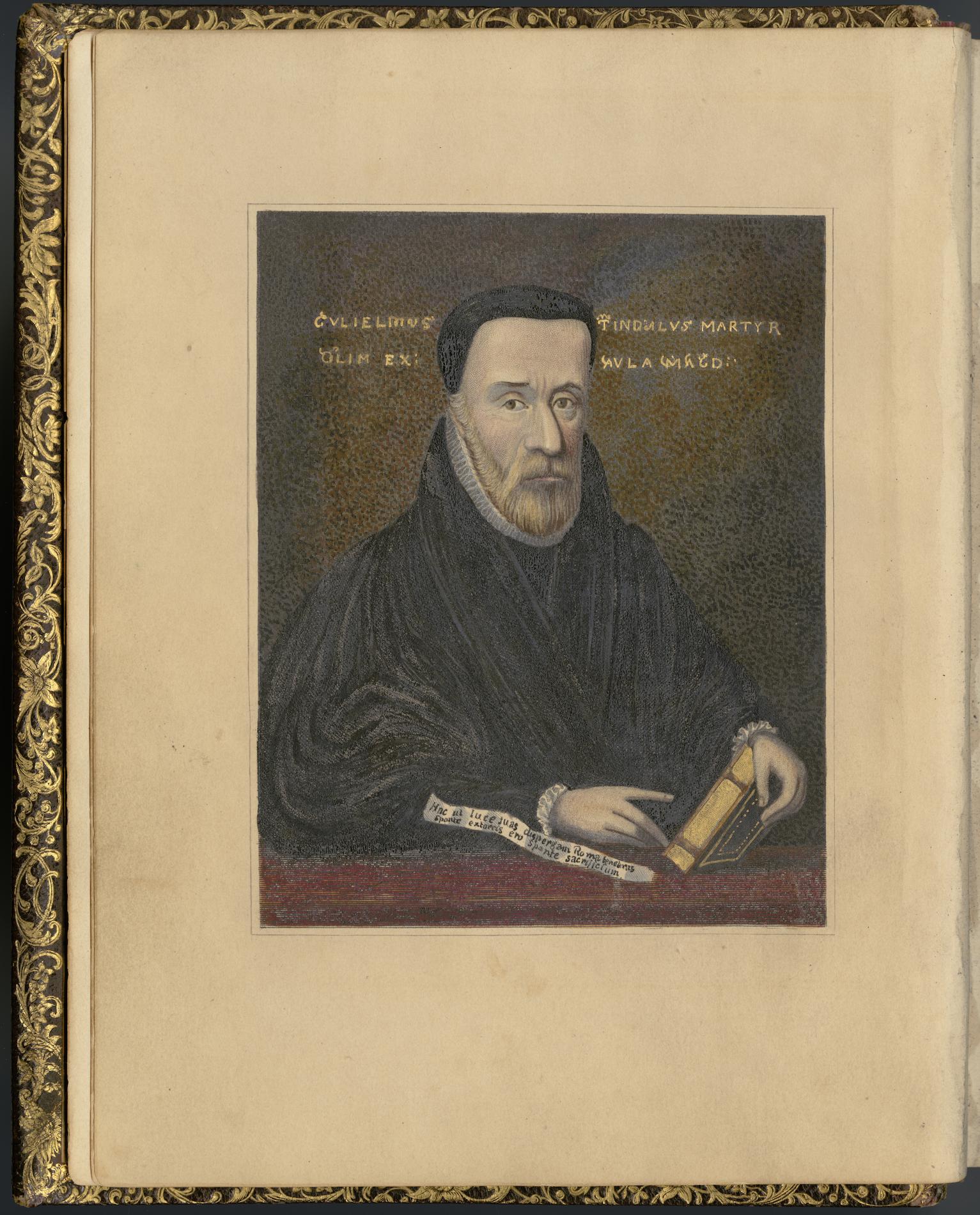 A painted portrait of William Tyndale.