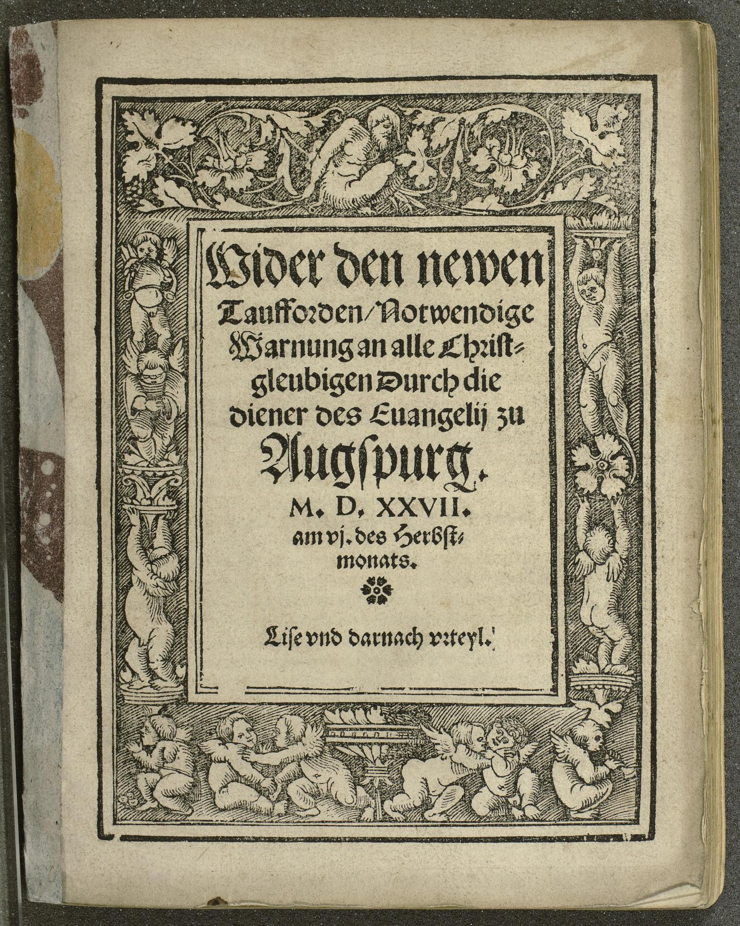 Summary: First and only edition of an important source about the early relations between the Lutheran and Anabaptist movements.