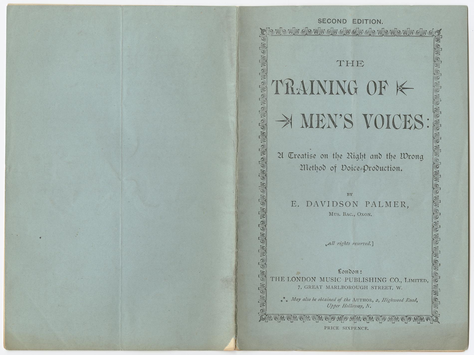 Summary: An inscructional guide for the training of men&#039;s singing.