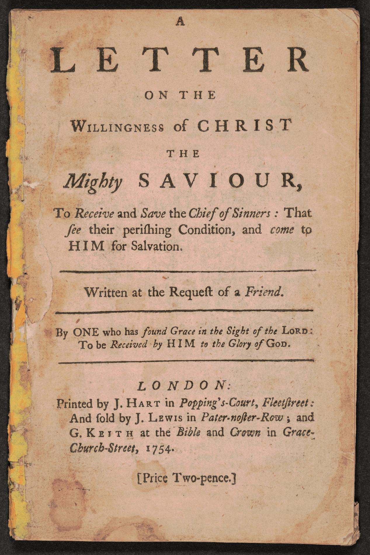 Summary: The author gives his thoughts on John 6:37 in a letter.