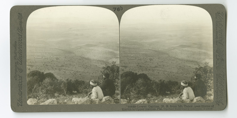 A view of Lower Galilee from Mount Tabor, past the &quot;Horns of Hattin.&quot;
