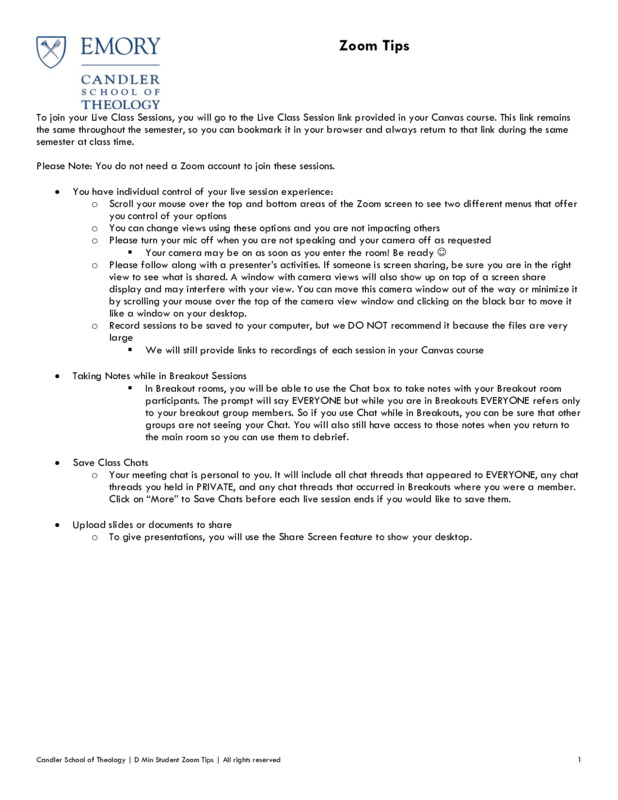 This document provides tips for using Zoom.
