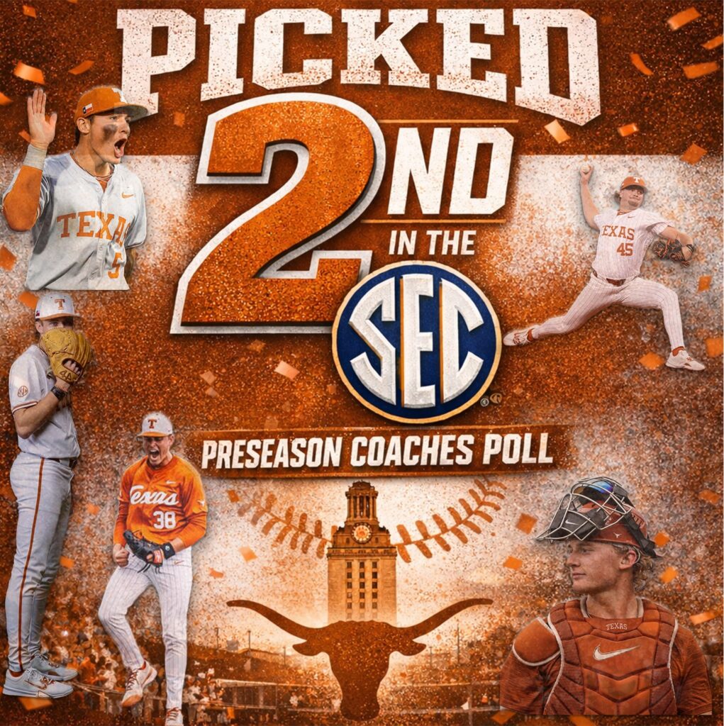 SEC Preseason Coaches Poll Ranks Texas Baseball Among Conference Favorites for 2026