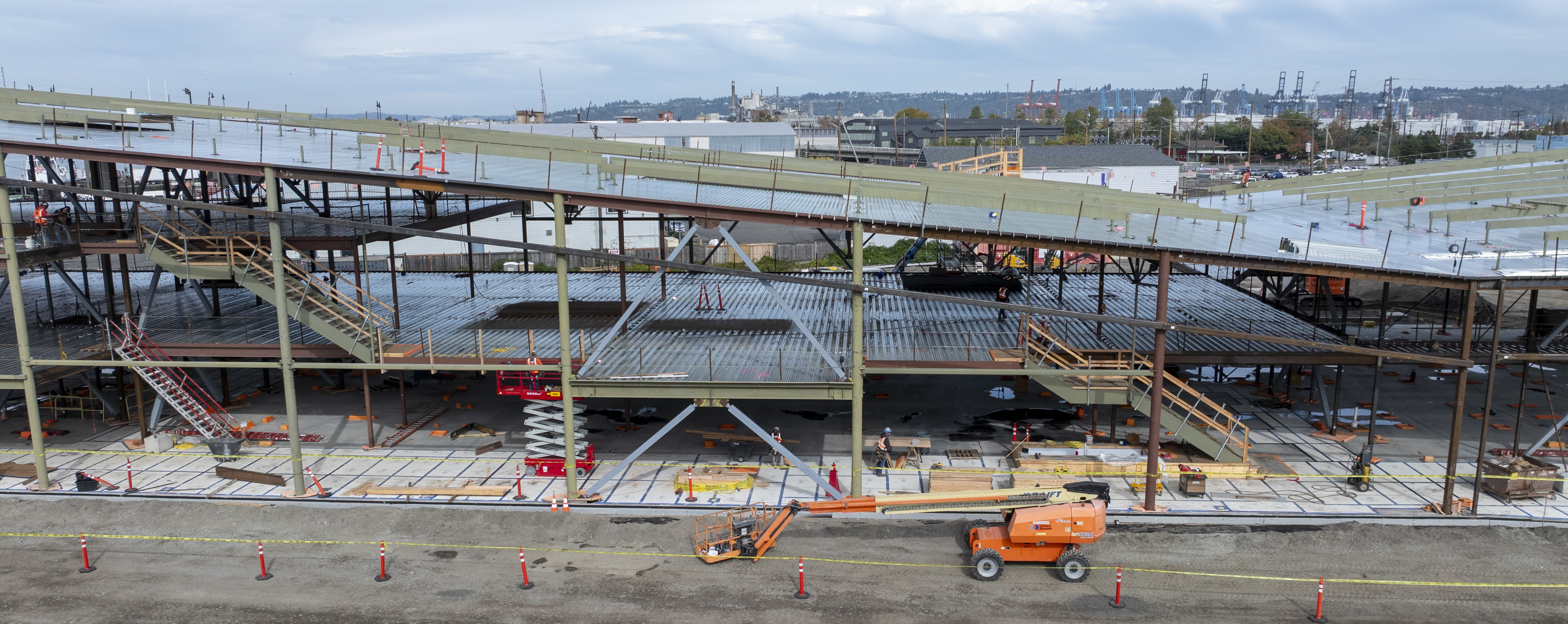 Partially finished construction of a building. 