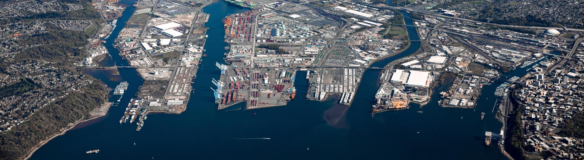 Aerial shot of the Port of Tacoma