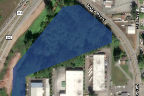 A map of the Parcel 12 habitat site with the site area shaded in blue.