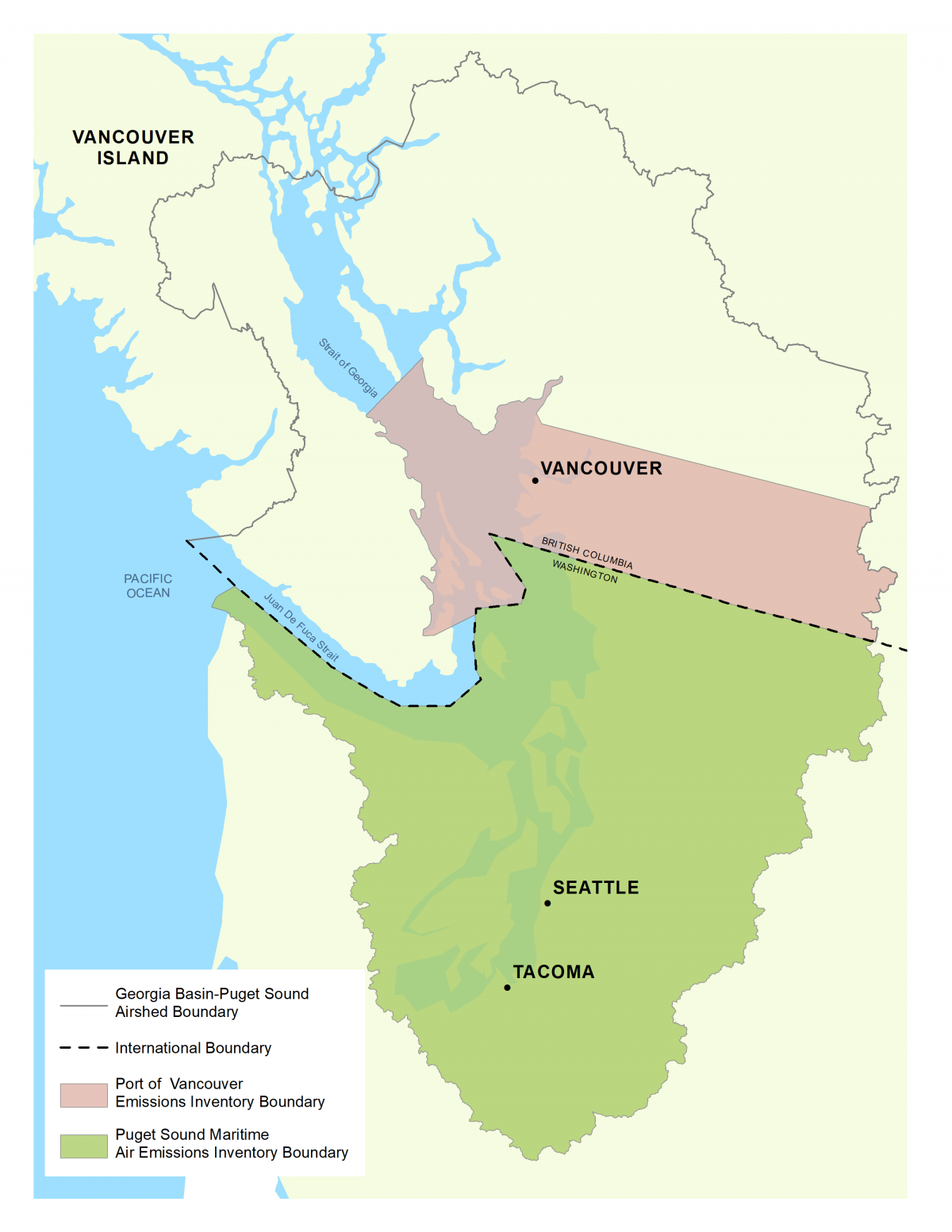 map of puget sound Georgia Basin Airshed boundary