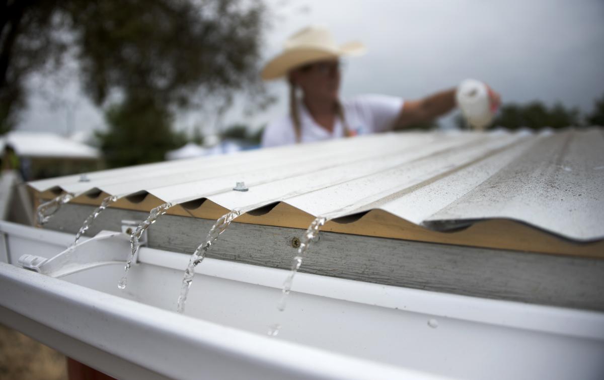 photo of water on a roof