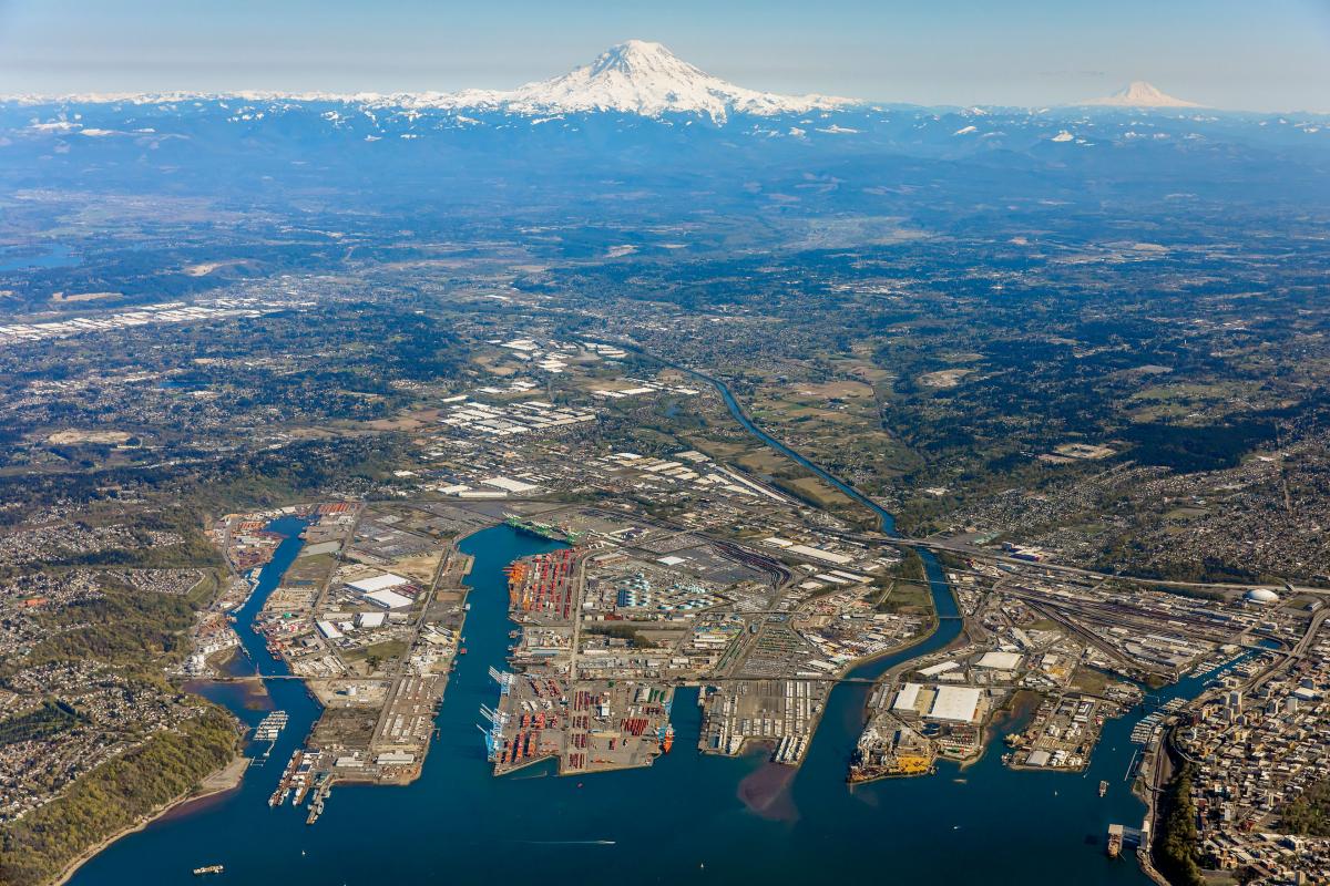 aerial photo of the port of tacoma