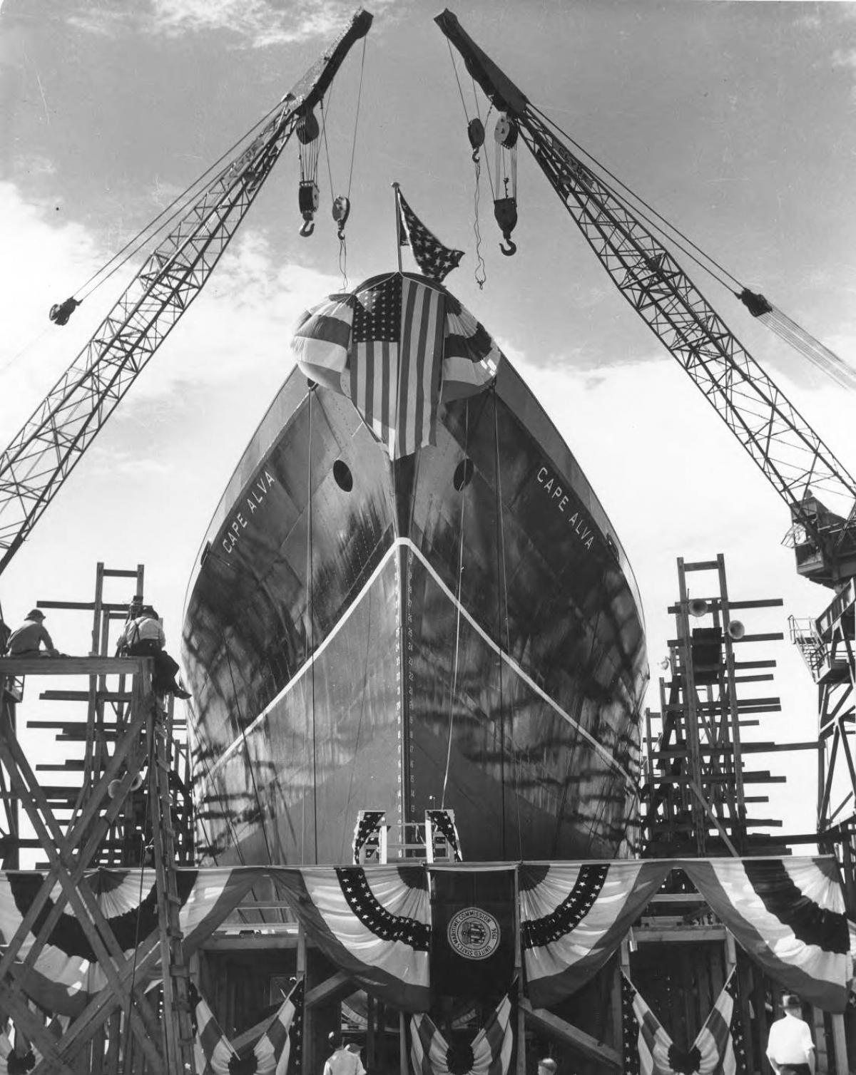 historical photo of vessel being launched