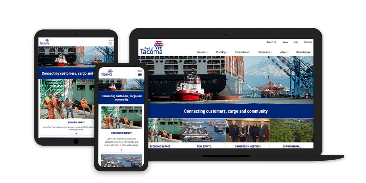 graphic with website home page on three devices