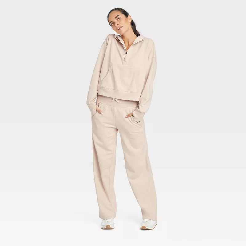 Women's French Terry 1/2 Zip Hooded Pullover Sweatshirt - JoyLab™