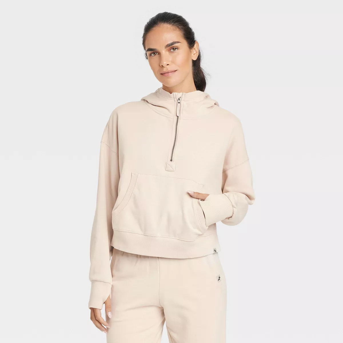 Women's French Terry 1/2 Zip Hooded Pullover Sweatshirt - JoyLab™