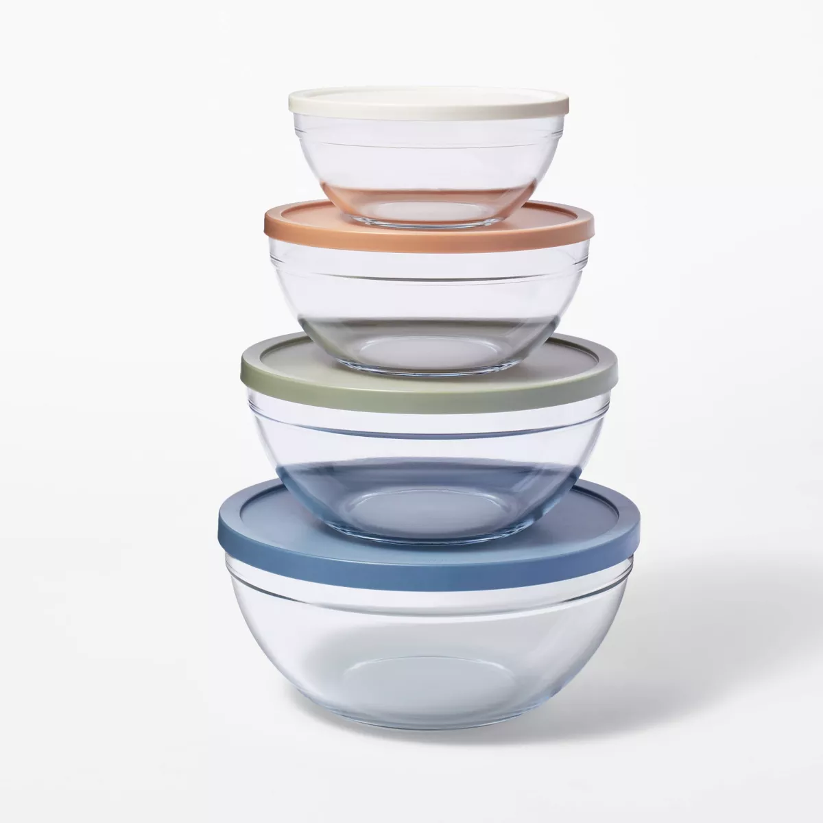 8pc Glass Set of 4 Mixing Bowls with Lids Clear - Figmint