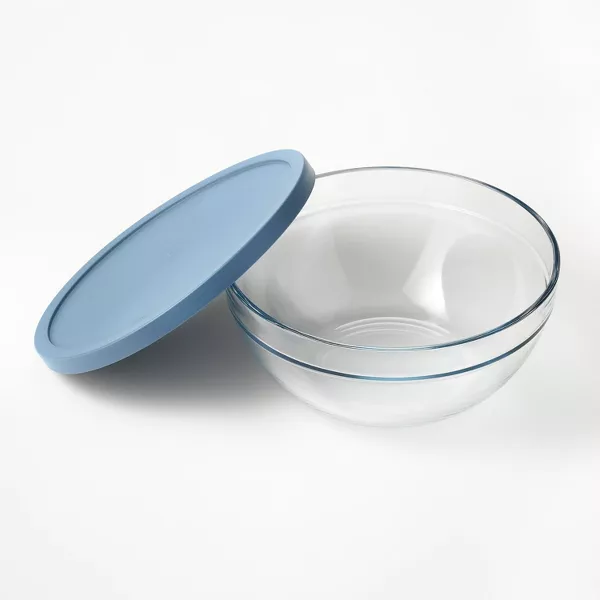 4qt Glass Mixing Bowl with Lid Clear - Figmint™