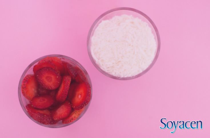 Ingredientes para licuado de coco y fresa con Soyacen | BLOG Soyacen | pronacen.com