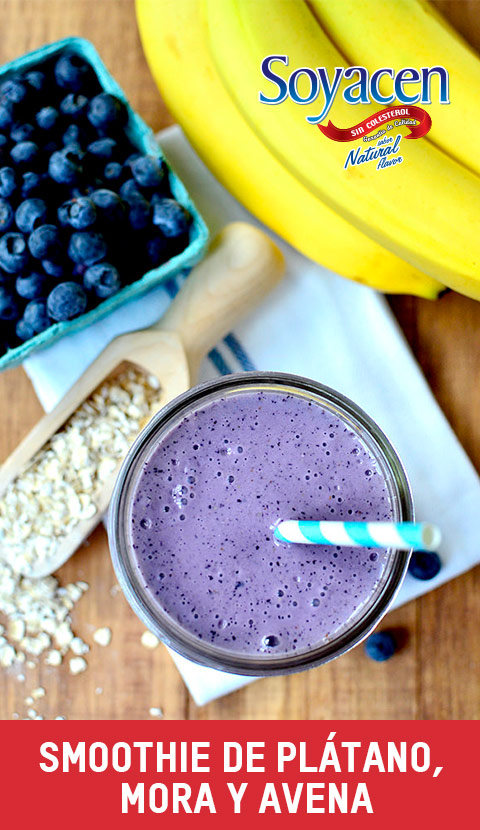 Receta de Smoothie de Platano, Avena y Mora con Soyacen