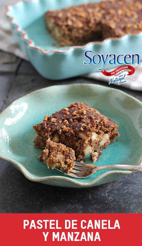 Receta de pastel de manzana y canela con Soyacen y miel de maple sin azúcar