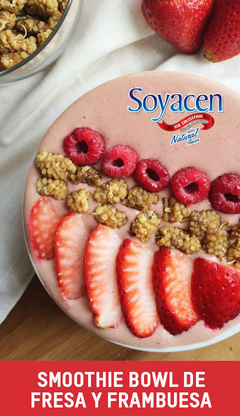 Receta de Smoothie Bowl de Fresa y Frambuesa con Soyacen