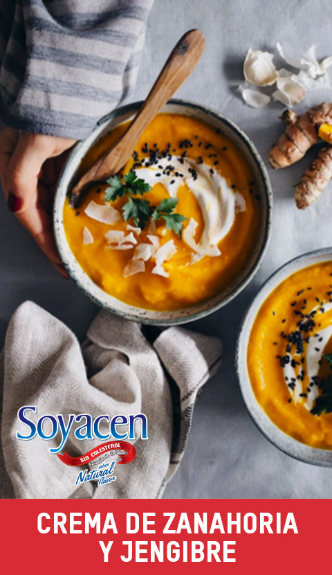 Receta de Crema de Zanahoria y Jengibre con Soyacen sabor Natural