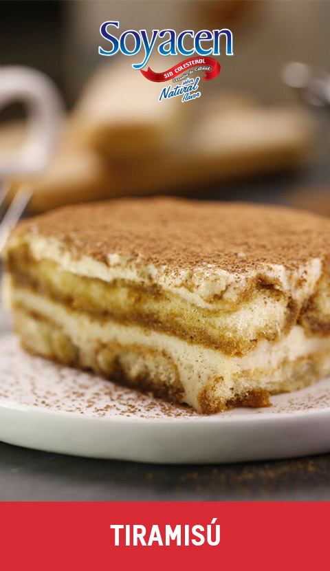 Receta de tiramisú con Soyacen sabor Capucchino y Natural