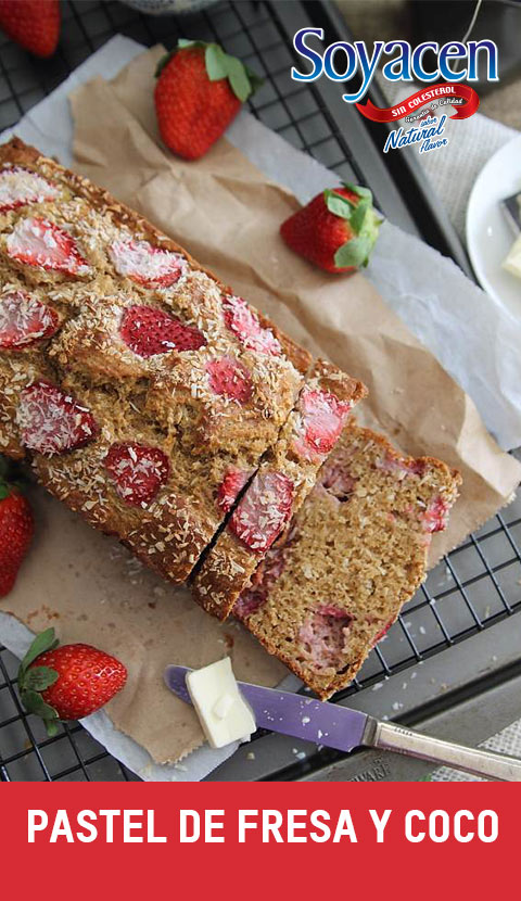Receta de Pastel de Fresa y Coco con Soyacen Sabor Natural y Miel de Maple Sweet Line PRONACEN
