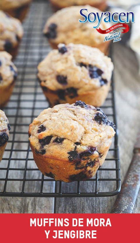 Receta de Muffins de Mora y Jengibre con Soyacen y Miel de Maple Sweet Line