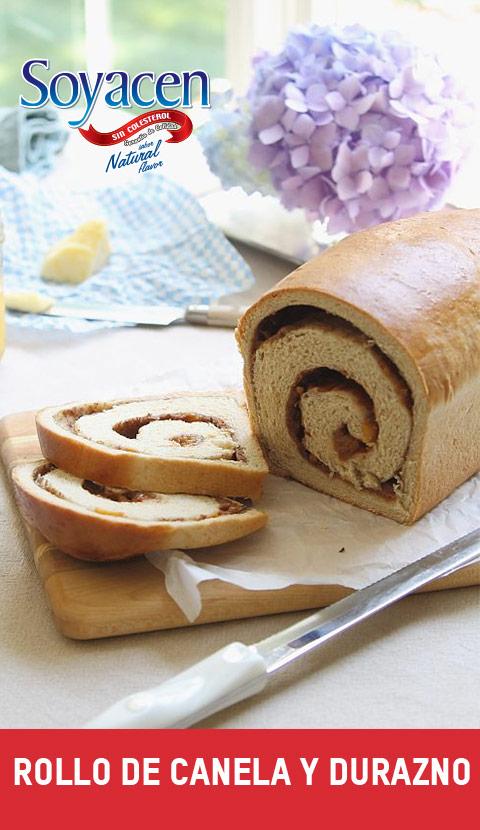 Receta de Rollo de Canela y Y Durazno con Soyacen