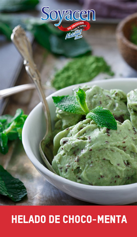 Receta de Helado de Choco-menta con Soyacen sabor Natural y Miel de Maple Sweet Line