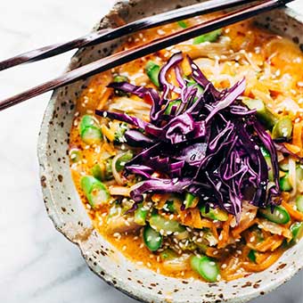 Receta de fideos con salsa de coco al curry