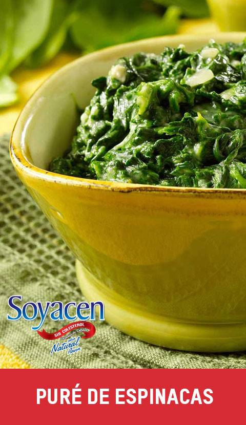 Receta de puré de espinacas con Soyacen