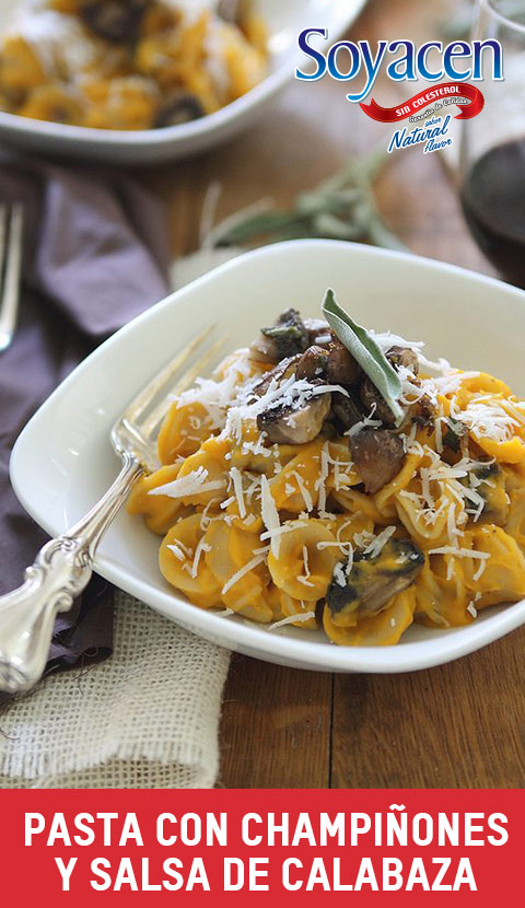 Receta de Pasta con Champiñones y Salsa de Calabaza