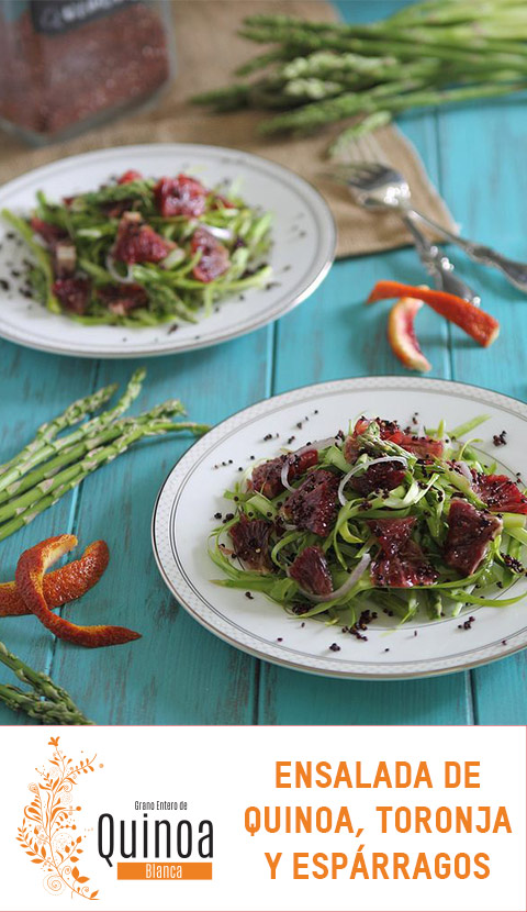 Receta de Ensalada de Espárragos, Toronja y Quinoa