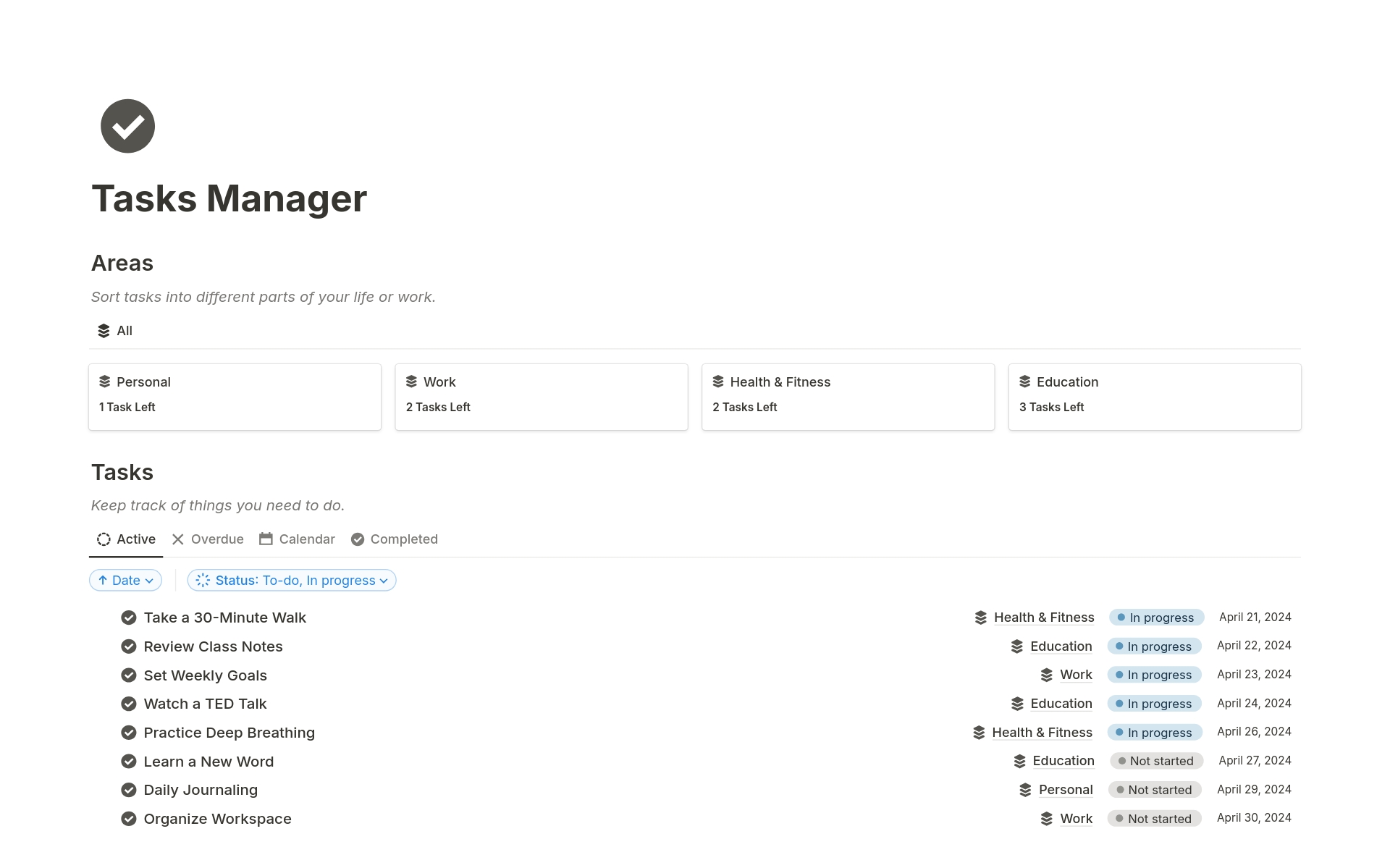 Tasks Manager Template by Simo | Notion Marketplace