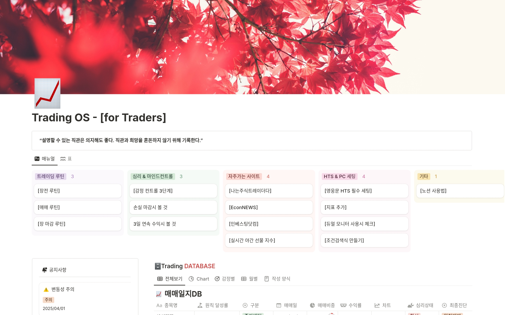 Trading OS [주식 매매일지] 템플릿 제작자 Yoonity | Notion (노션) 마켓플레이스