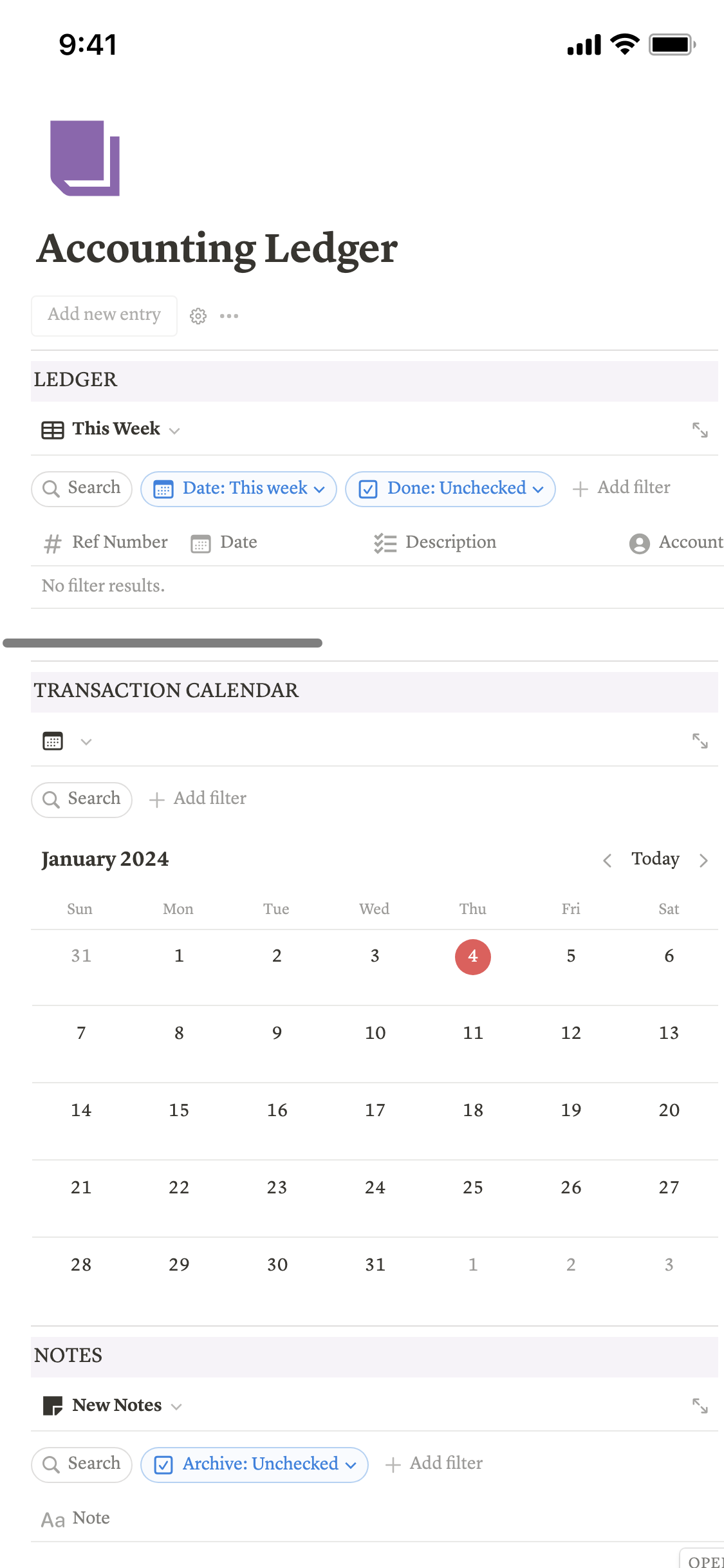 来自Bearsthy 的Accounting Ledger 模板｜Notion市集