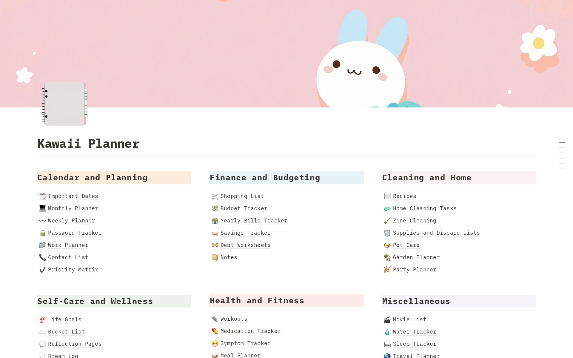 Cute Life Dashboard Template by Olly HubCalendar | Notion Marketplace