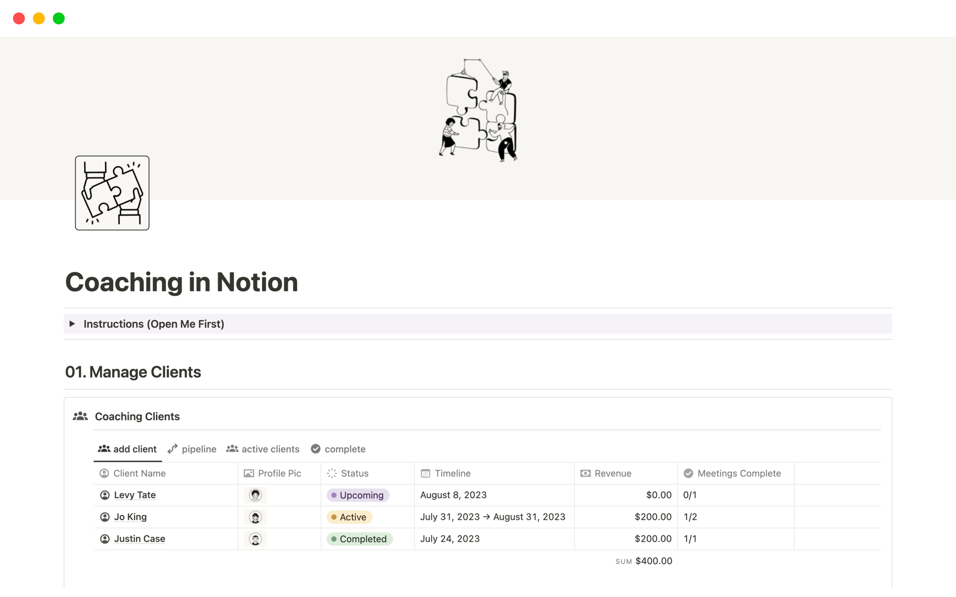Coaching in Notion のプレビュー