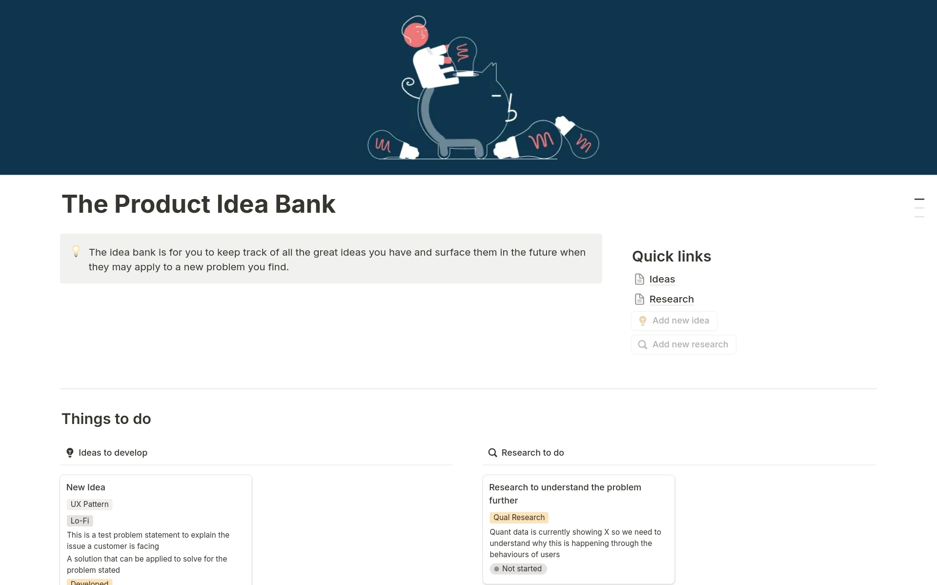 The Product Idea Bank 模板| Notion 市集