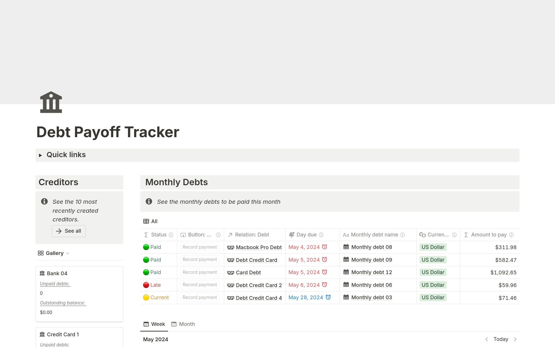 Debt Payoff Tracker のプレビュー