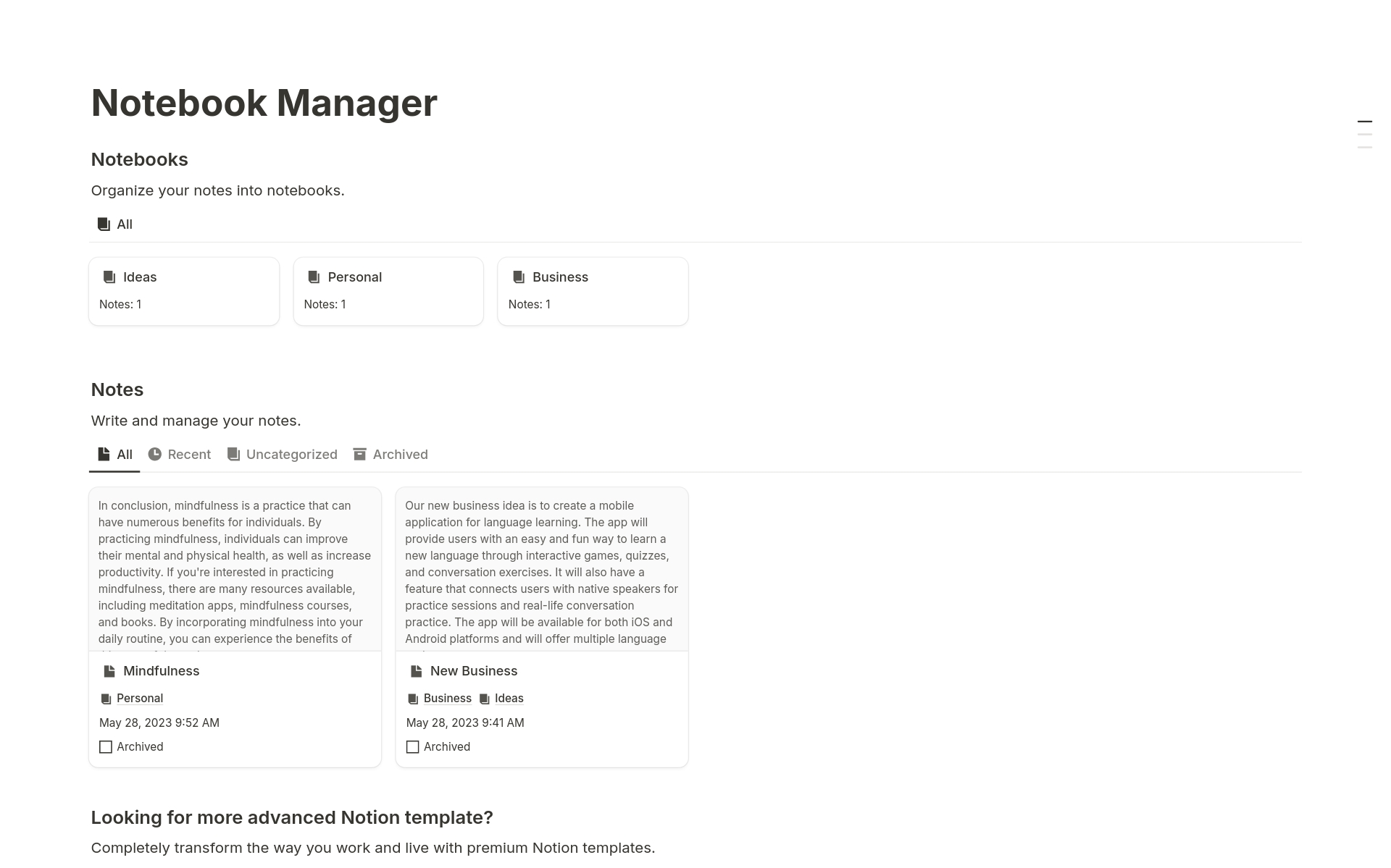 Notebook Manager