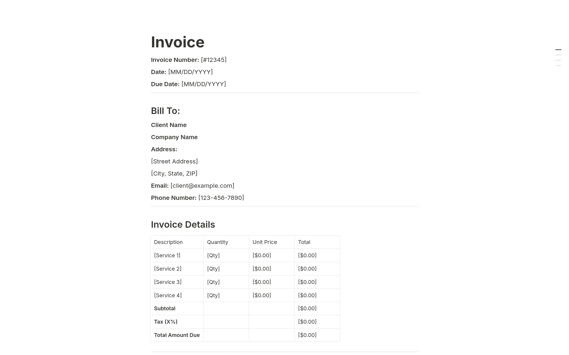 Work Invoice のプレビュー