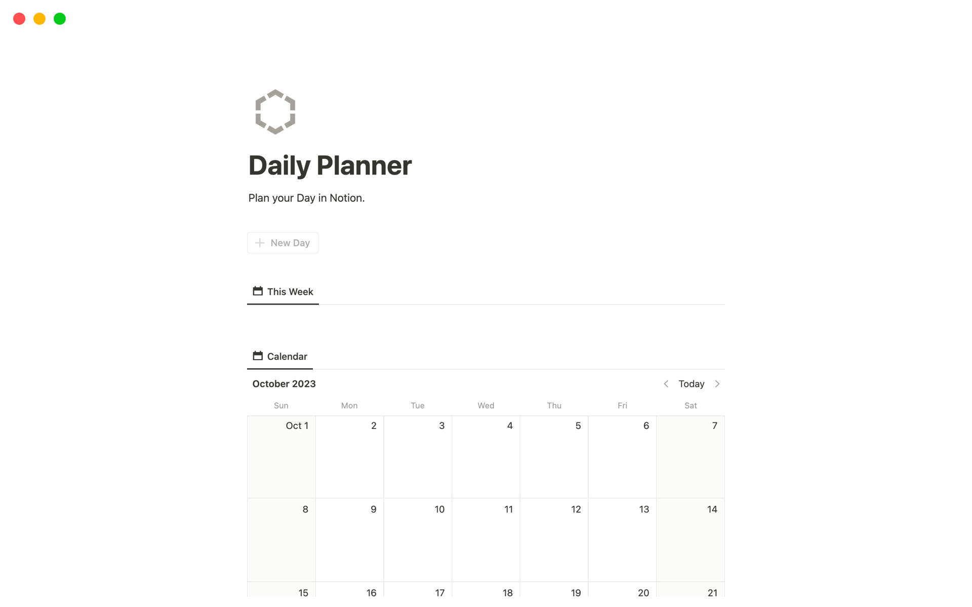Notion Daily Routine 2017 Daily Planner Template